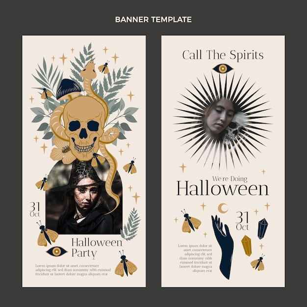Free Vector hand drawn halloween vertical banners set