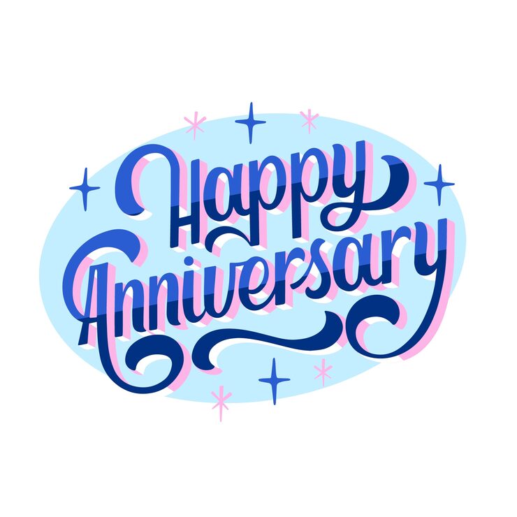 Free Vector hand drawn happy anniversary lettering background