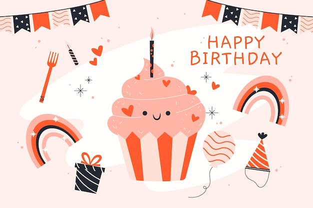 Free Vector hand drawn happy birthday background
