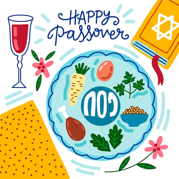 Free Vector hand-drawn happy passover concept