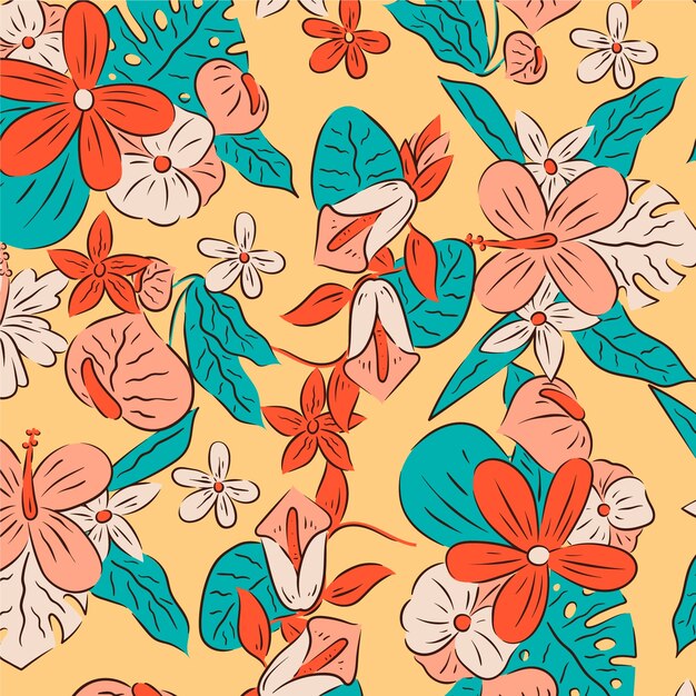 Free Vector hand drawn hawaiian shirt pattern design