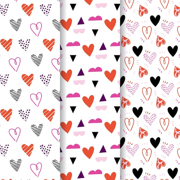 Free Vector hand drawn heart pattern collection