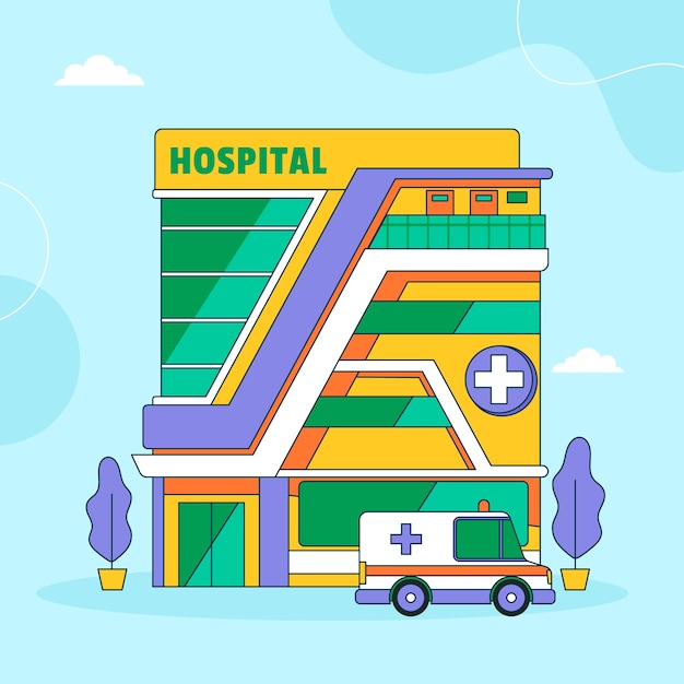 Free Vector hand drawn hospital cartoon illustration