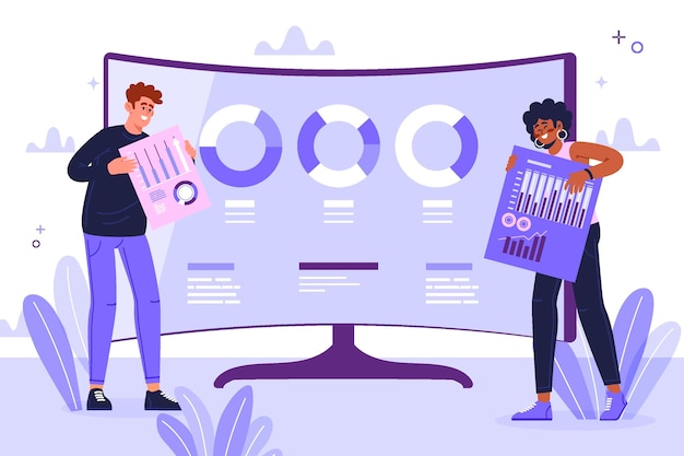 Free Vector hand drawn illustrated gathering data concept