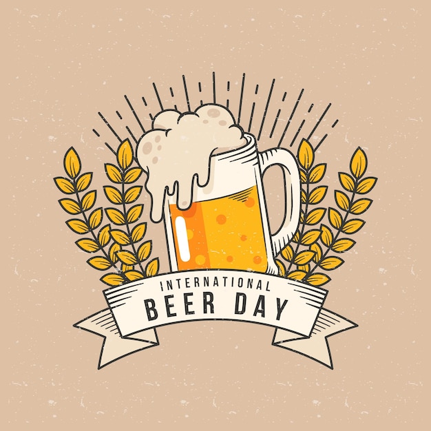 Free Vector hand drawn international beer day concept