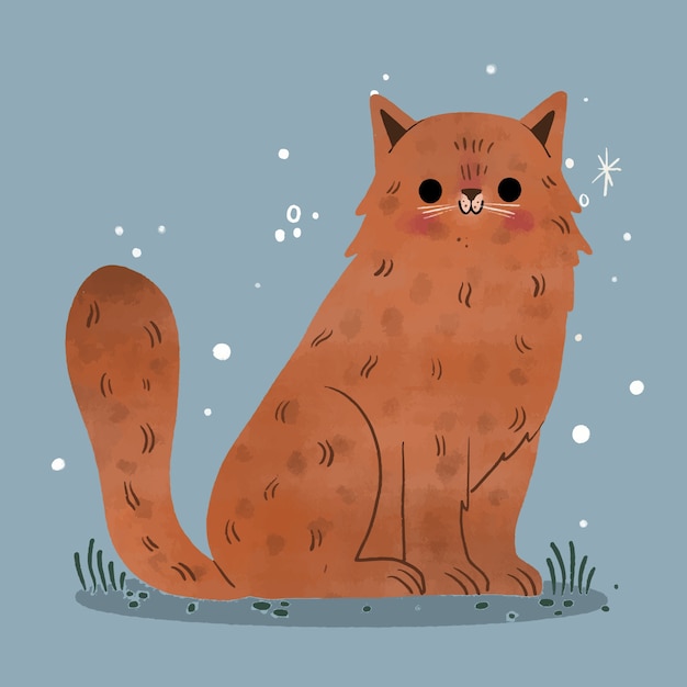 Free Vector hand drawn kawaii cat illustration