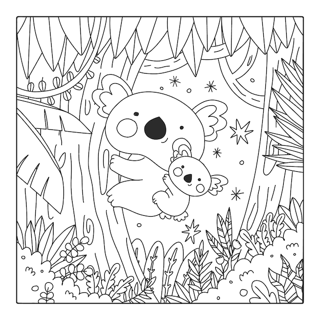 Free Vector hand drawn kawaii coloring book illustration