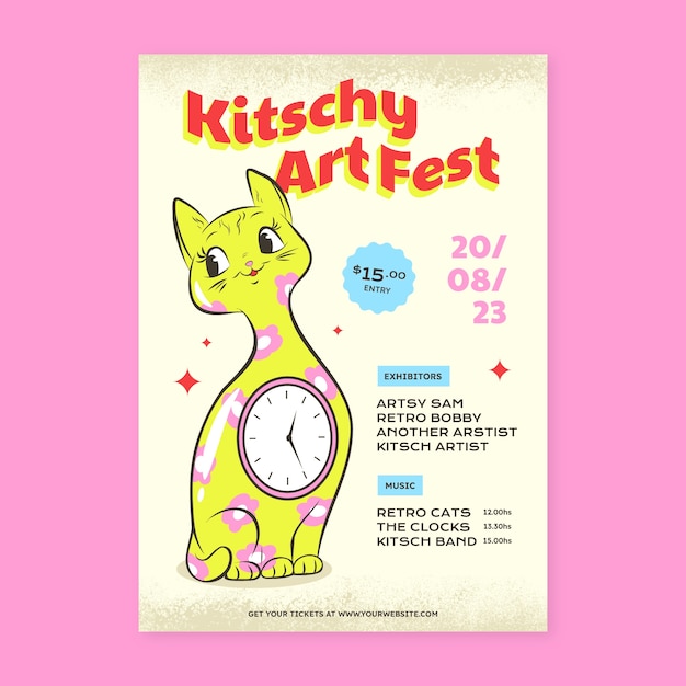 Free Vector hand drawn kitschy poster template