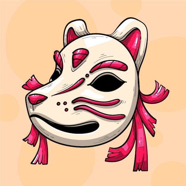 Free Vector hand drawn kitsune illustration