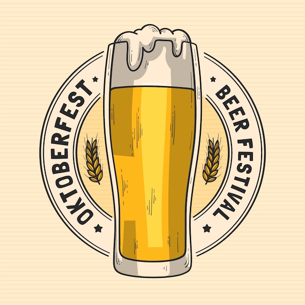 Free Vector hand drawn logo template for oktoberfest celebration