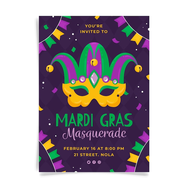 Free Vector hand drawn mardi gras flyer template