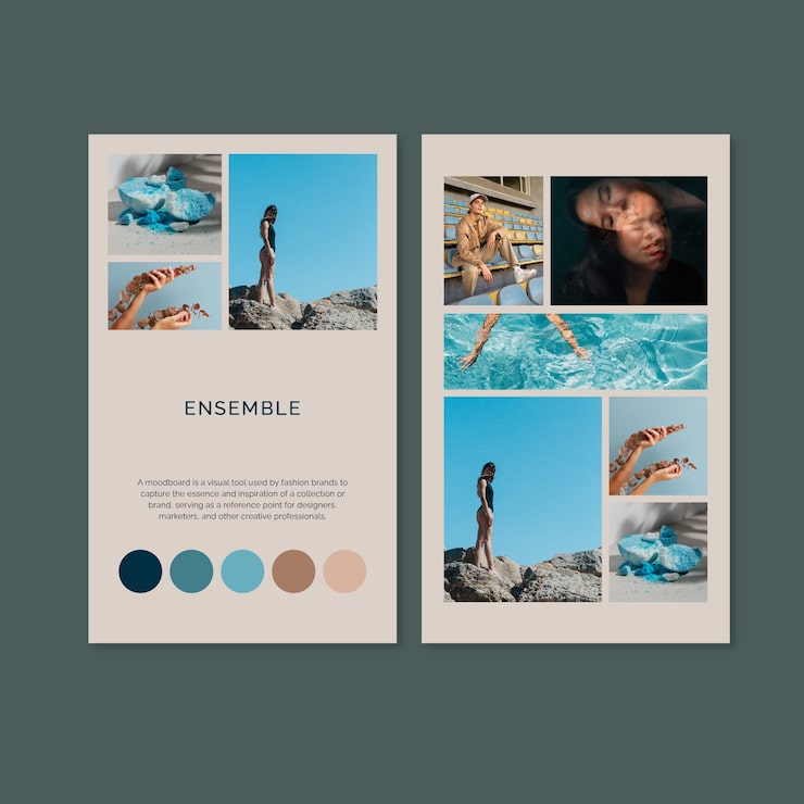 Free Vector hand drawn moodboard template