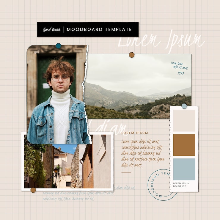 Free Vector hand drawn moodboard template