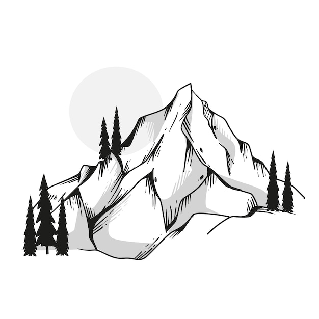Free Vector hand drawn mountain outline illustration
