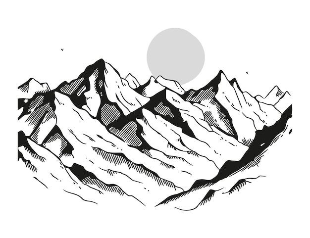 Free Vector hand drawn mountain outline illustration