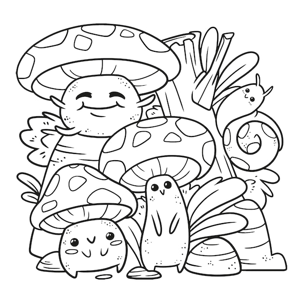 Free Vector hand drawn mushroom illustration