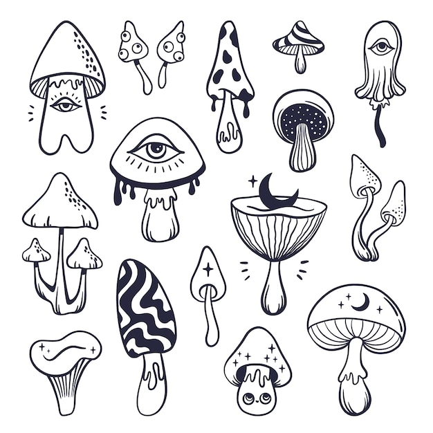 Free Vector hand drawn mushroom outline illustration