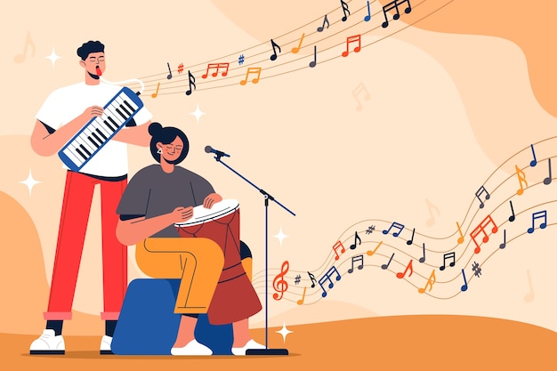 Free Vector hand drawn music notes illustration