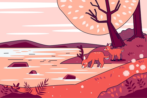 Free Vector hand drawn nature scenes illustration