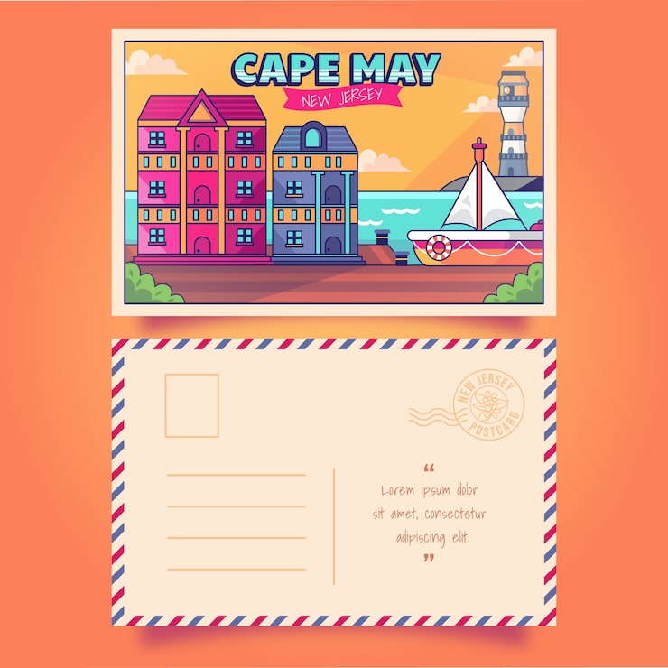Free Vector hand drawn new jersey postcard illustration