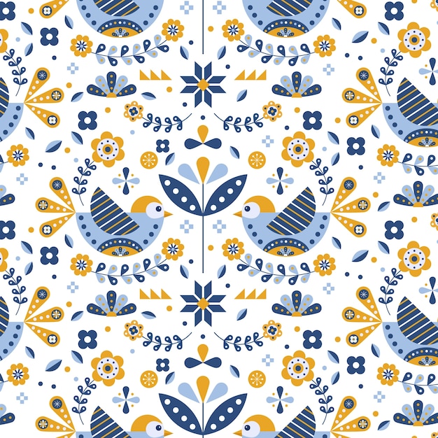 Free Vector hand drawn nordic pattern