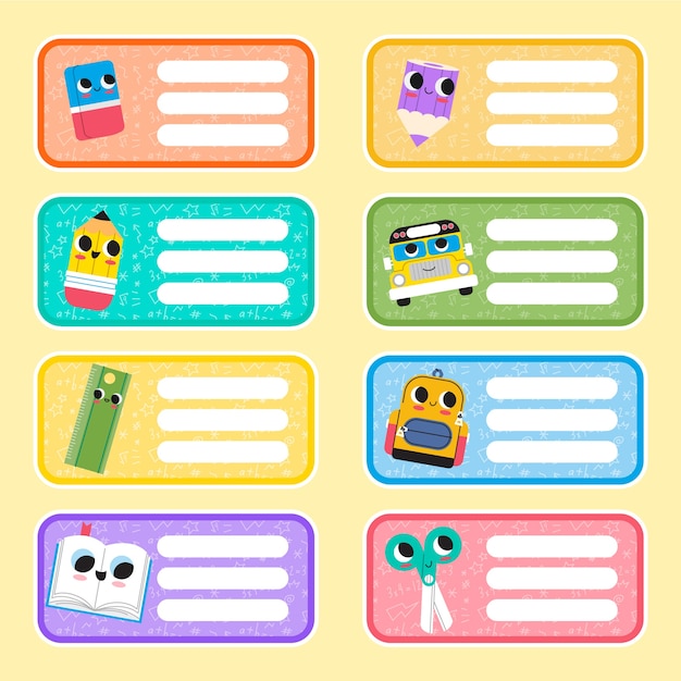 Free Vector hand drawn notebook label collection