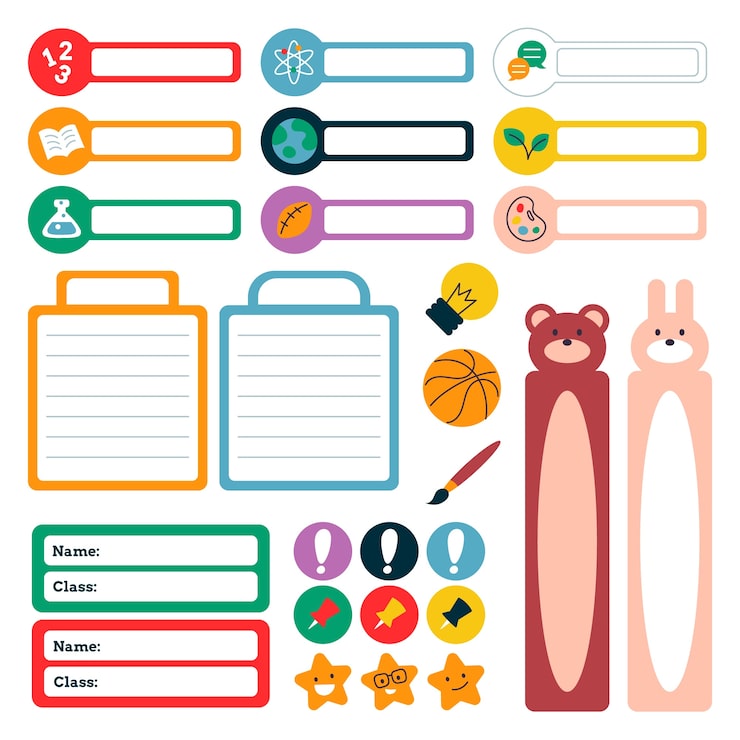 Free Vector hand drawn notebook label collection