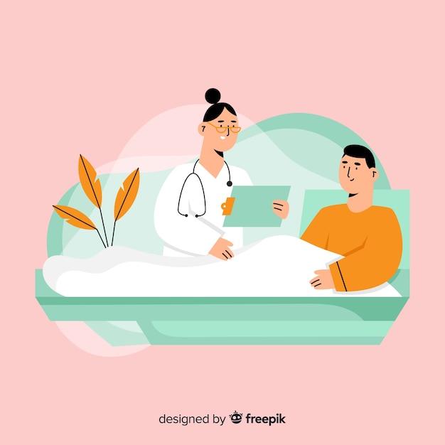 Free Vector hand drawn nurse helping patient background
