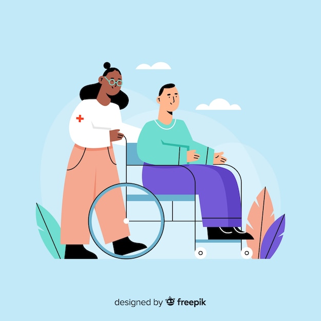 Free Vector hand drawn nurse taking care of patient