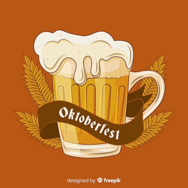 Free Vector hand drawn oktoberfest beer draft with wheat