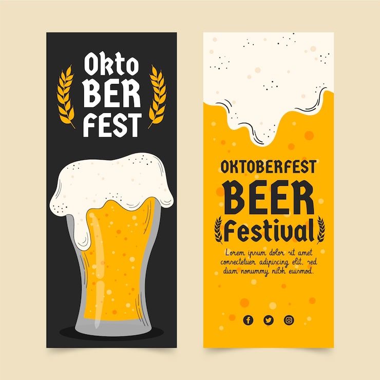 Free Vector hand drawn oktoberfest vertical banners set