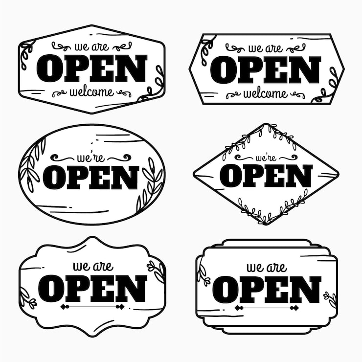 Free Vector hand-drawn open and closed sign collection
