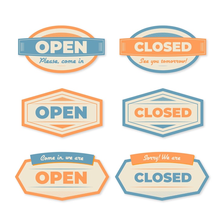 Free Vector hand drawn open and closed sign collection