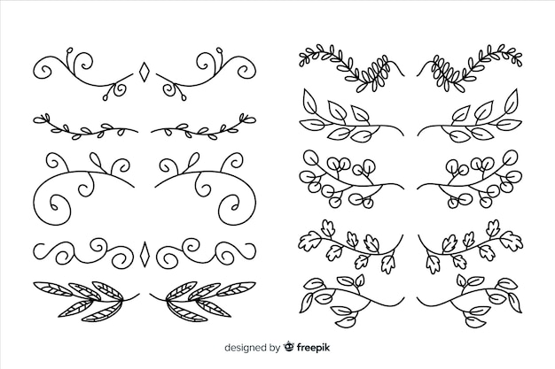 Free Vector hand drawn ornamental divider set