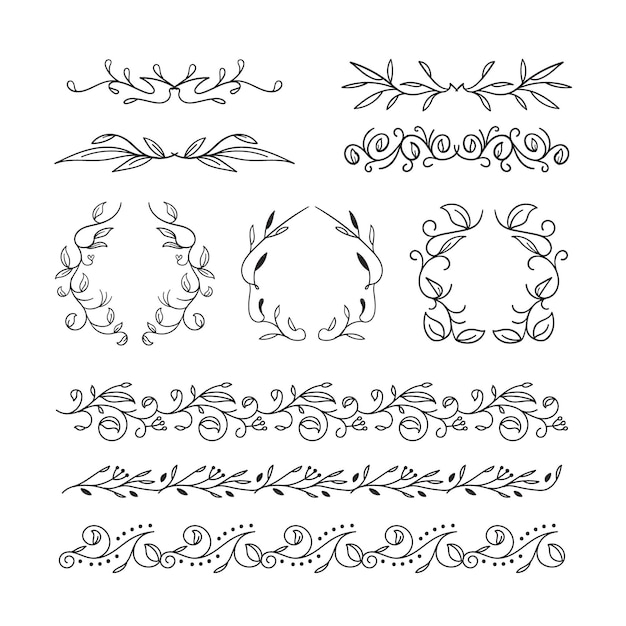 Free Vector hand drawn ornamental element collection