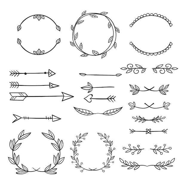 Free Vector hand drawn ornamental elements collection