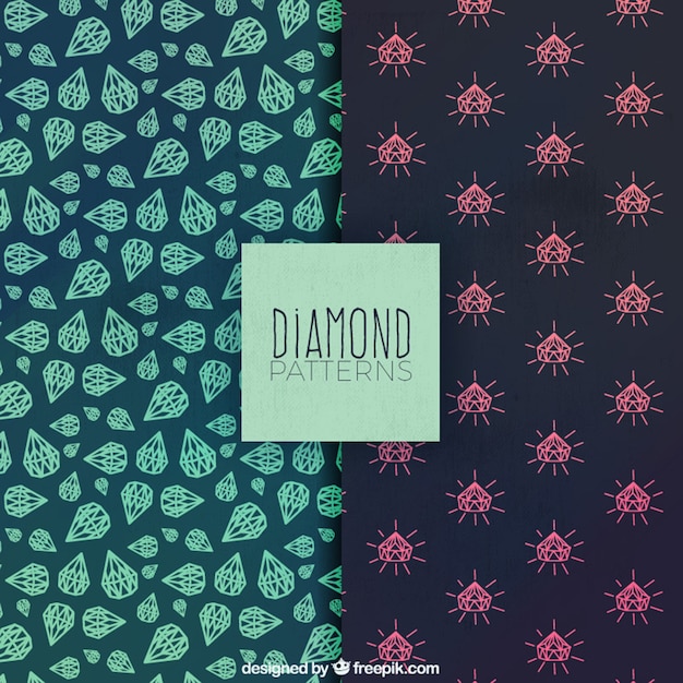Free Vector hand-drawn patterns with decorative diamonds