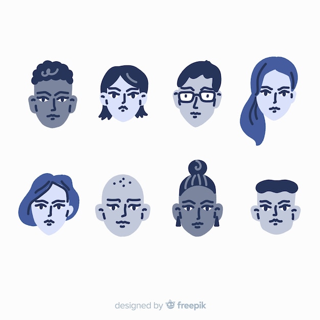 Free Vector hand drawn people avatar collection