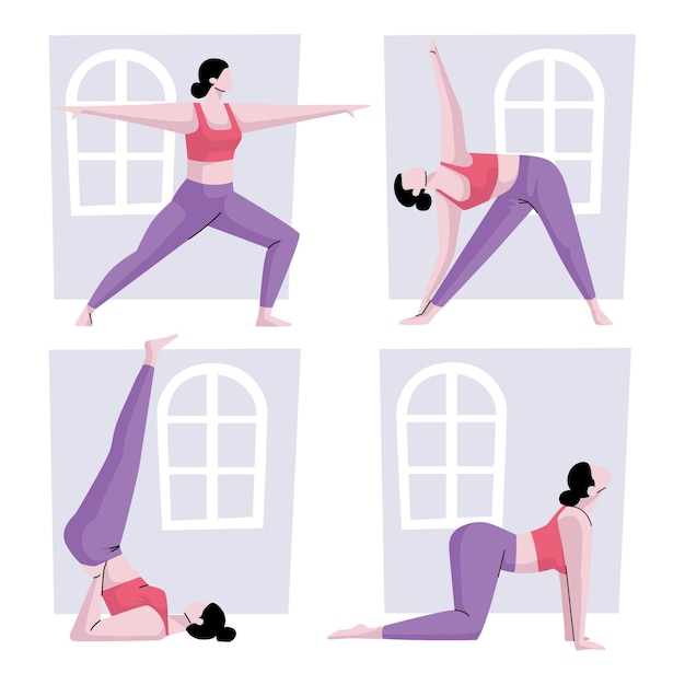 Free Vector hand drawn people doing yoga
