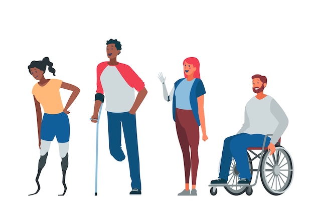 Free Vector hand drawn people with disabilities illustration