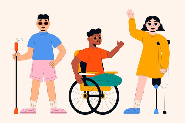 Free Vector hand drawn people with disabilities illustration