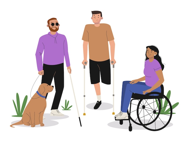 Free Vector hand drawn people with disabilities illustration