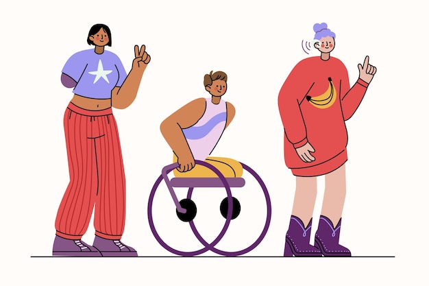 Free Vector hand drawn people with disabilities illustration