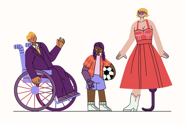Free Vector hand drawn people with disabilities illustration