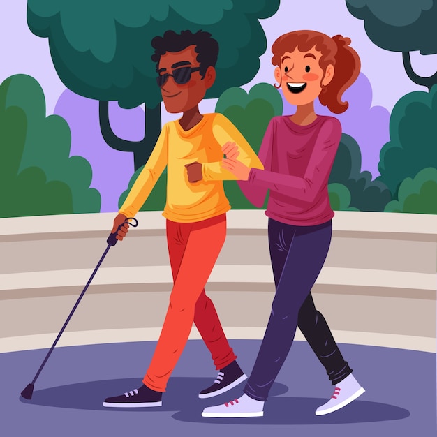 Free Vector hand drawn people with disabilities illustration