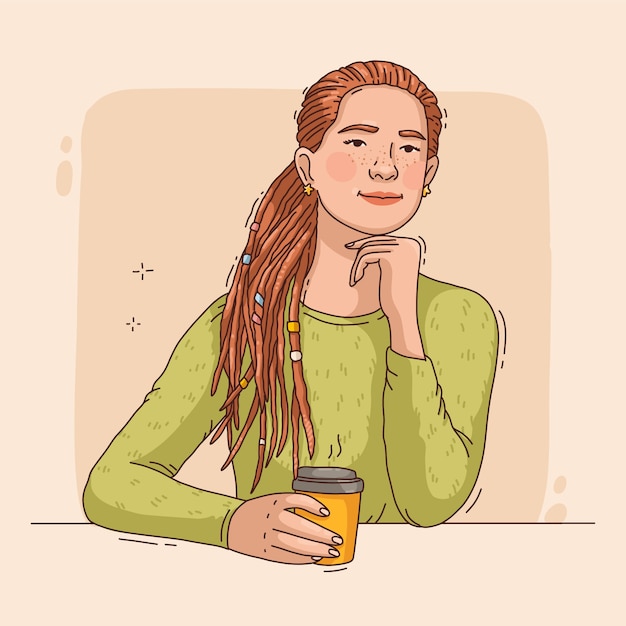 Free Vector hand drawn people with dreadlocks illustration
