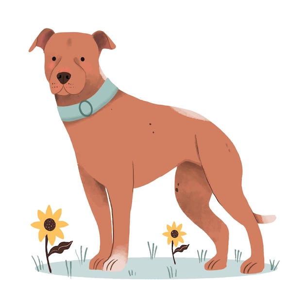 Free Vector hand drawn pitbull illustration