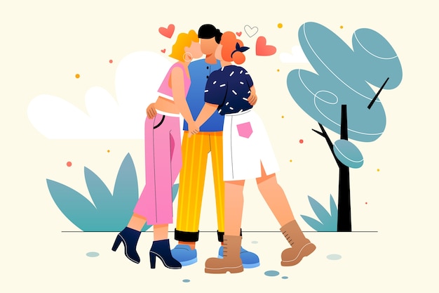 Free Vector hand drawn polyamory illustration