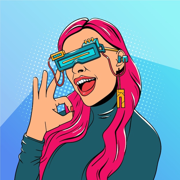 Free Vector hand drawn pop art and technology illustration