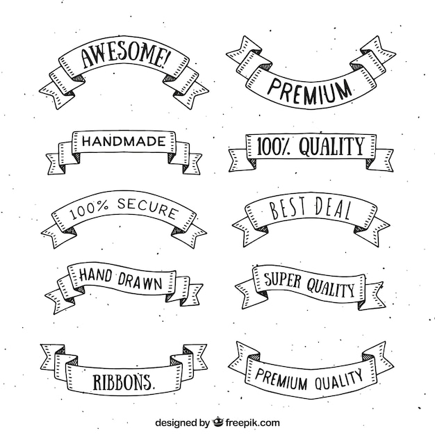 Free Vector hand drawn premium ribbon collection